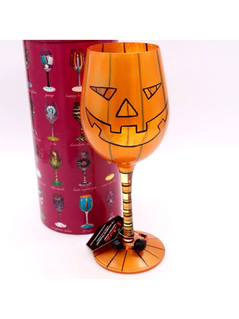Lolita PUMPKIN POTION Wine Glass Hand Painted w/ Recipe on Bottom New In Box
